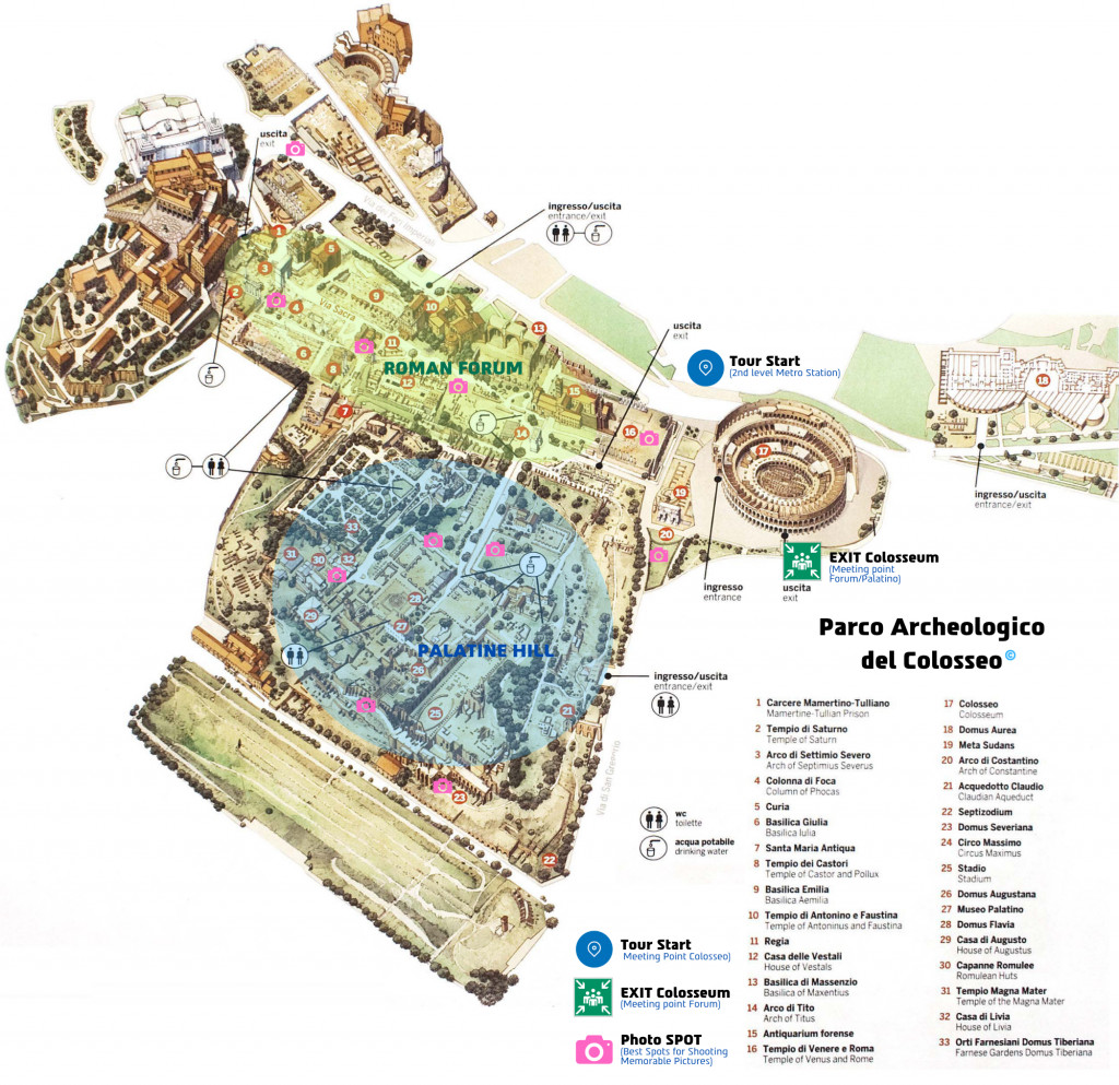 Roman Forum and Palatine Hill Map