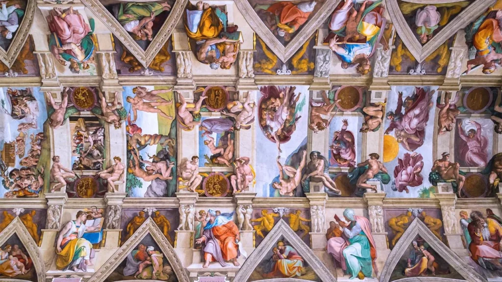 Michelangelo's ceiling frescoes in the Sistine Chapel