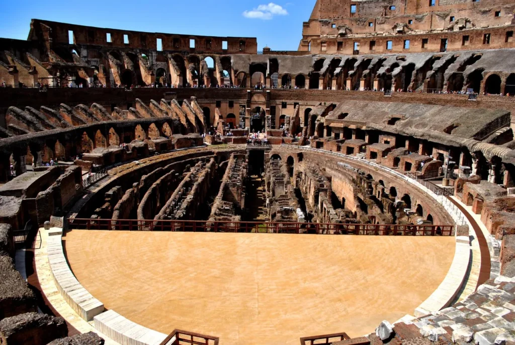 Inside the Colosseum, the arena and tiered seating