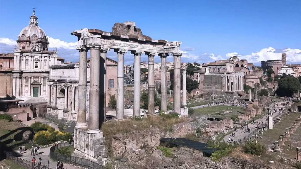The columns and ruins of the Roman Forum