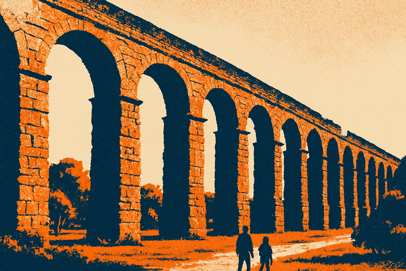 Aqua Claudia y Aqua Anio Novus: las ruinas más espectaculares — Ilustración generada por IA para Trip in Art