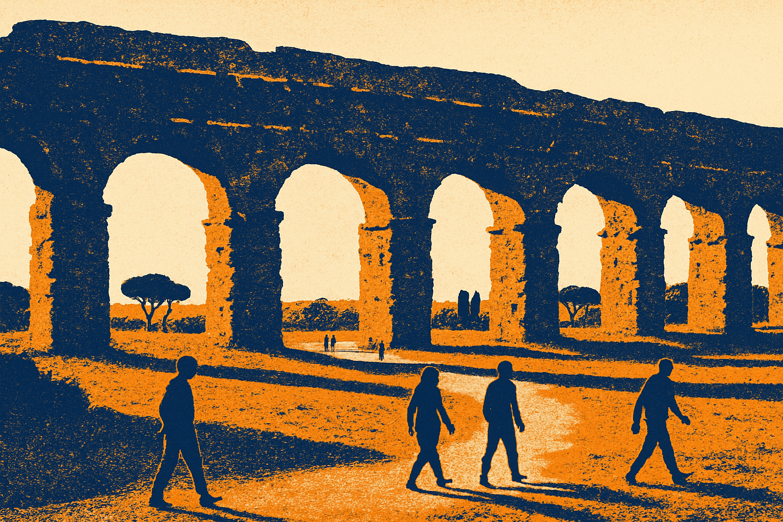 Dónde ver restos de acueductos en Roma — ilustración generada por IA para Trip in Art